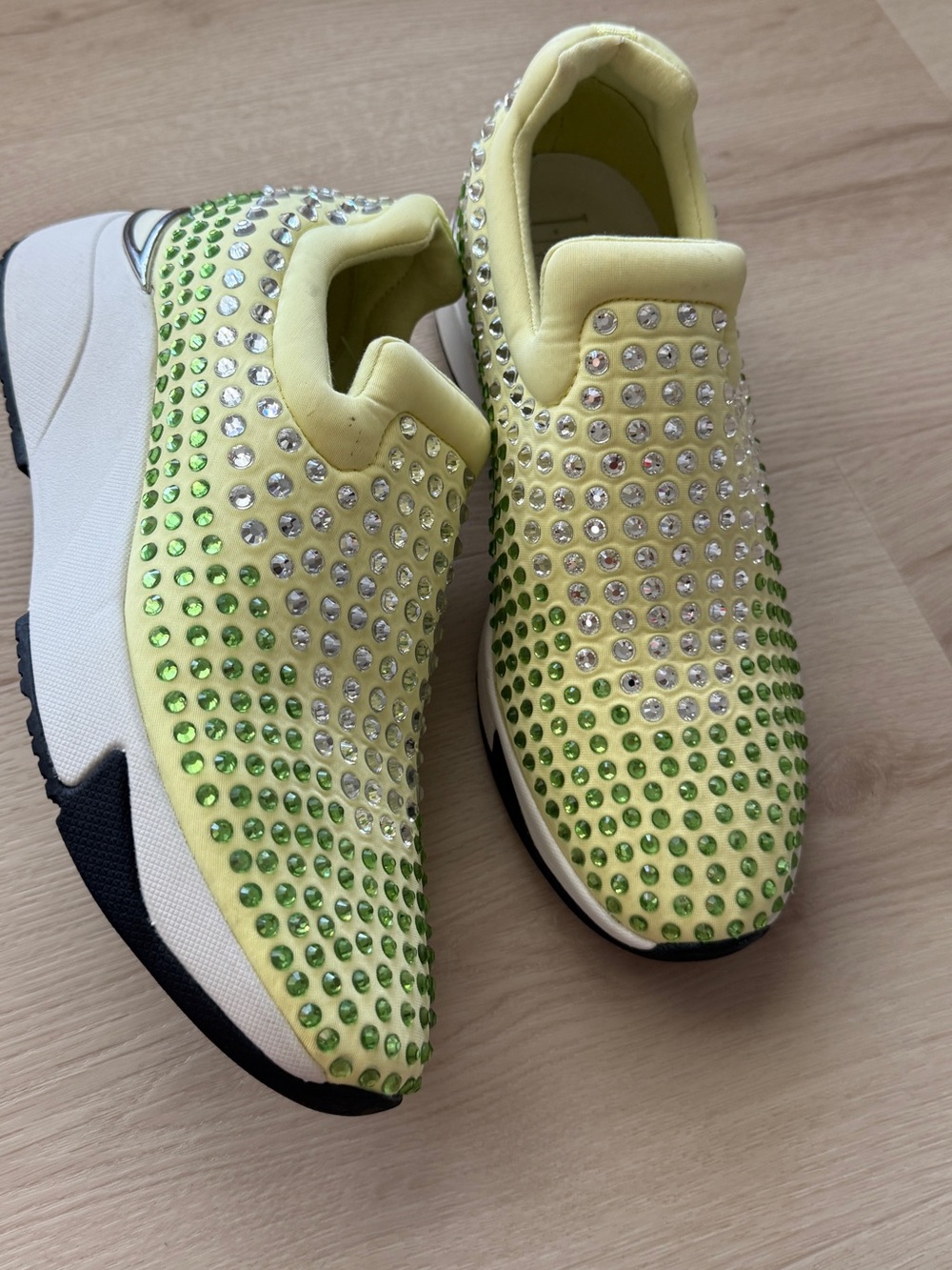 I.N.C. internacional Yellow Crystal-Embellished Slip-On Platform Sneakers #inc